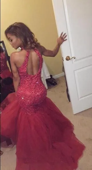 same as picture Новое Бордовое платье для выпускного вечера с бусинами es vestidos de gala торжественное платье Robe De Soiree сексуальное вечернее платье на выпускной - Цвет: same as picture