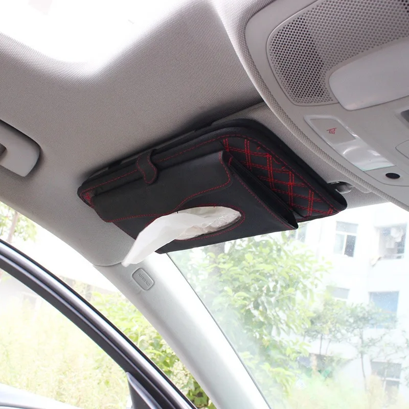 Wine CD Holder Sunboard Cover Car Mounted CD Holder Car Multi-functional Tissue Box Cover Three-in-One 2-Color Selectable