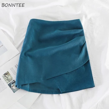 

Mini Skirts Womens Pleated Retro Elegant New Spring Harajulku Daily Chic Vintage Simple Korean Style Casual Solid Chic Fashion