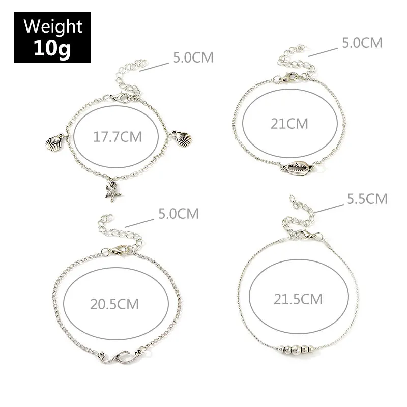 Boho Stainless Steel Ankle Bracelets for Women Brief Shell Anklet Shiny Fashion Foot Jewelry Beach Vacation New Gift Hot