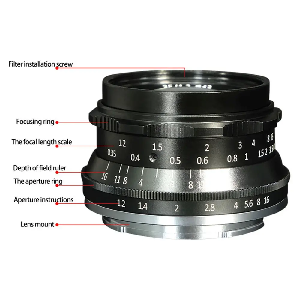 7 artisans 35 мм F1.2 Prime объектив для всех одиночных серий для SONY для Fuji для Canon для камер M43 аксессуары