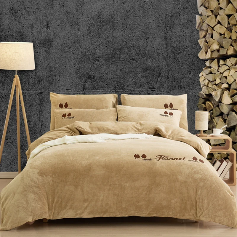Фланелевая ткань, четыре бумажных набора, утепленное, сезонное, плюшевое, двустороннее пуховое одеяло, Коралловое одеяло, постельные принадлежности - Цвет: Left Bank - Camel
