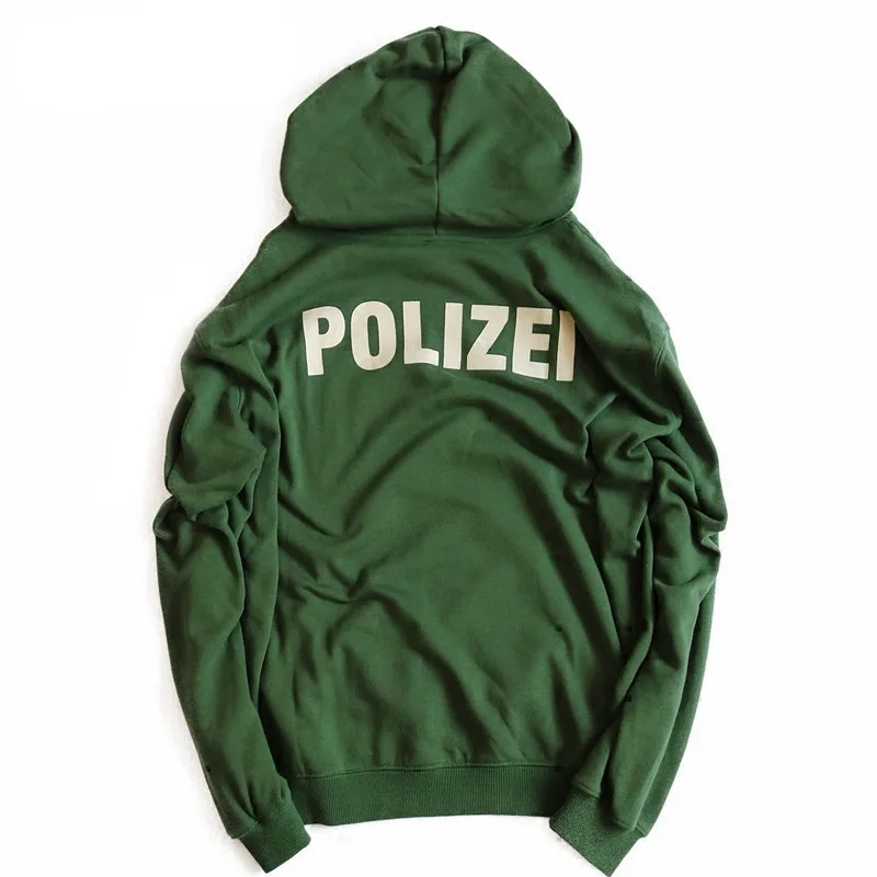 Толстовка Polizei 16ss зеленая с вышивкой и буквами уличная одежда мужские женские в