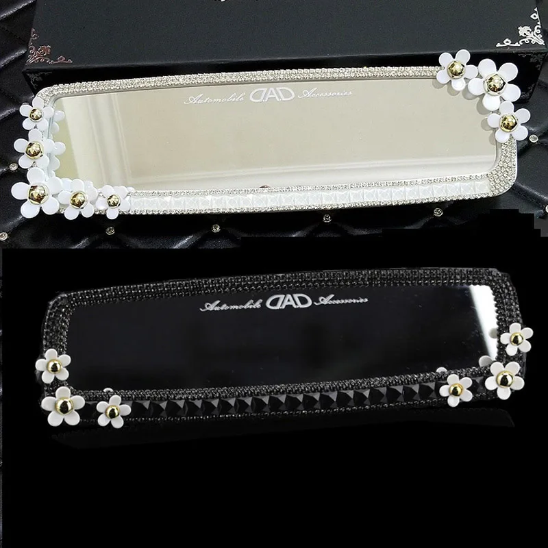 Bling Butterfly Rhinestone Car Interior Mirror Sparkle Car Accessories Wide-angle Crystal Diamonds Bow RearView Mirror For Women Rearview Mirror Cover