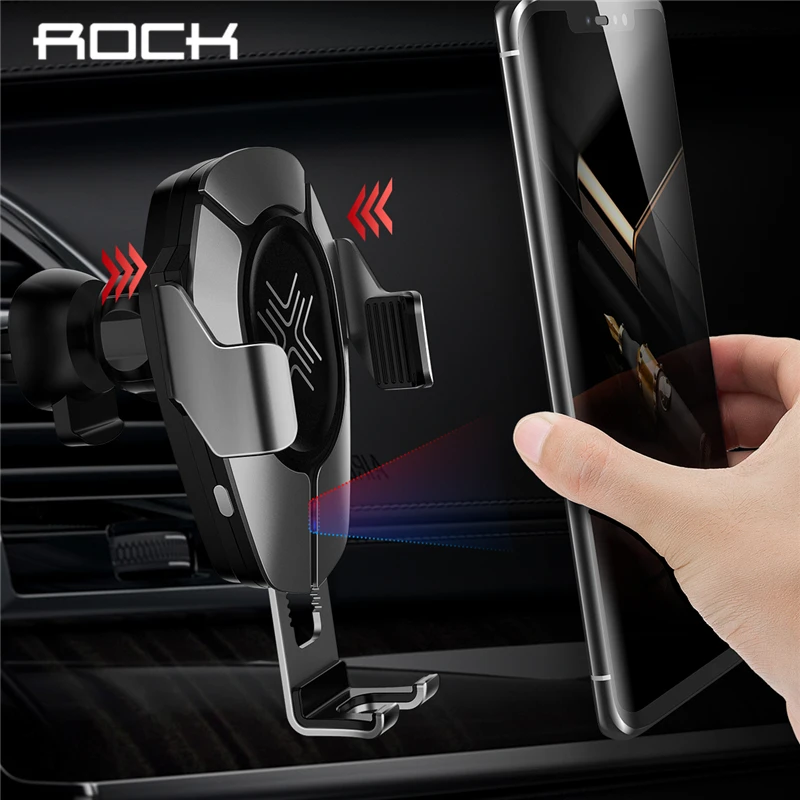 

ROCK Wireless Charger With Infrared Sensor QI Fast Charging For iPhone X XR XS MAX 8 8 Plus Samsung S9 S8 Plus Car Phone Holder