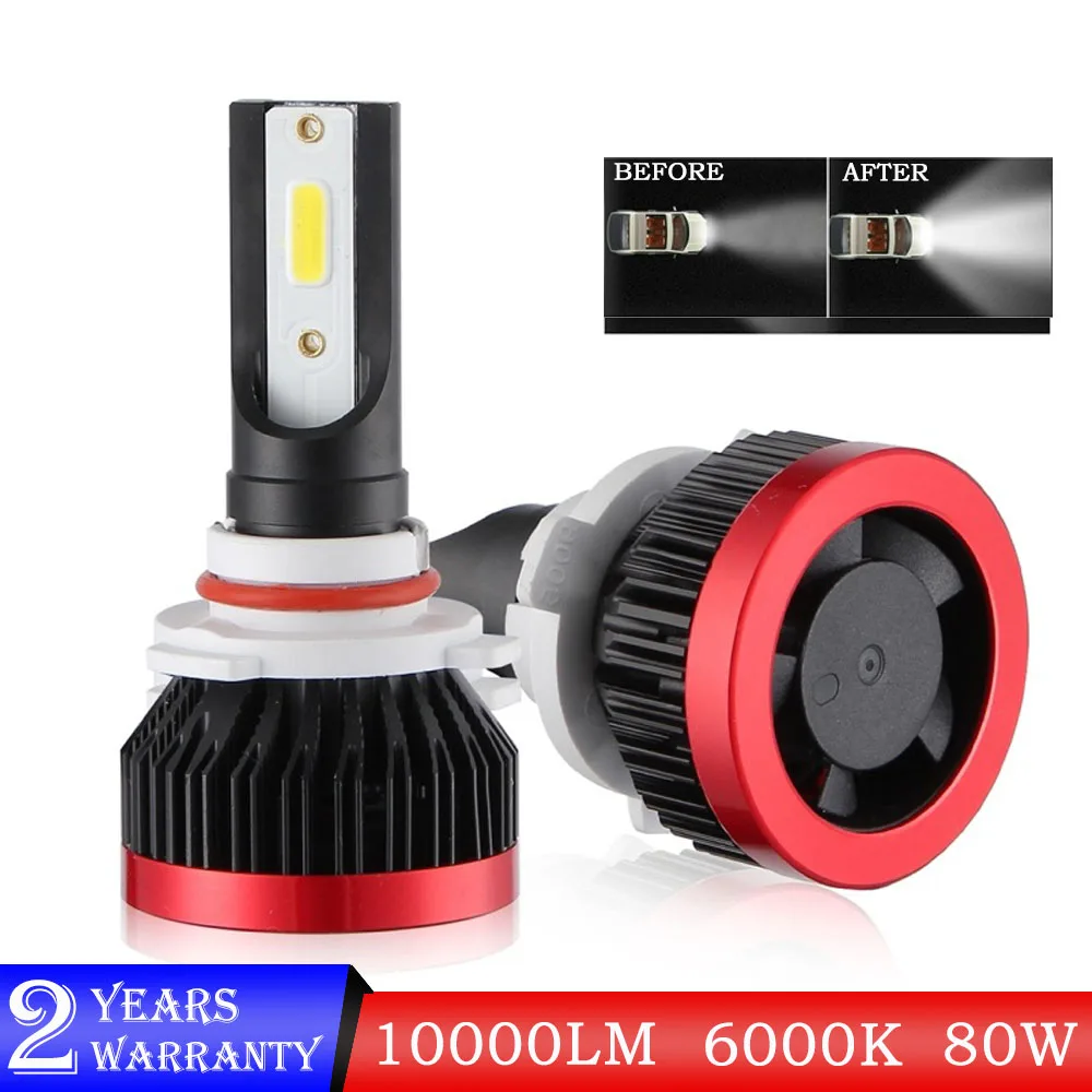 SMETANA Led Car Headlight A6 H1 H4 H7 H8 H9 H11 9005 9006 2Pcs Headlamp 12V 10000LM 6000K light Bulb Fog Light | Автомобили и