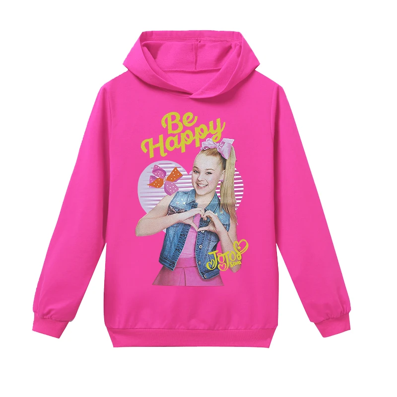 H1280 JOJO Siwa/весенне-осенние детские толстовки с капюшоном; футболка с длинными рукавами и рисунком; топы для девочек; одежда для подростков; детская повседневная одежда - Цвет: H1280