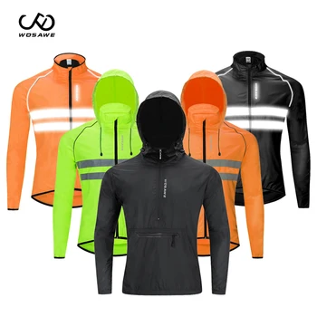 

WOSAWE Autumn Winter Men's Cycling Jackets Hooded Riding Waterproof Cycle Clothing Bike Long Sleeve Jerseys Reflective Wind Coat