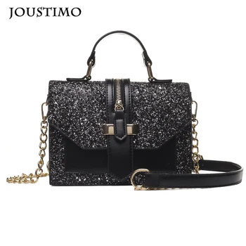 

Brand Small Square Bags For Women 2020 Casual PU Sequined Hasp Mobile Phone Purses Handbags Ladie Sling Shoulder Messenger Bag