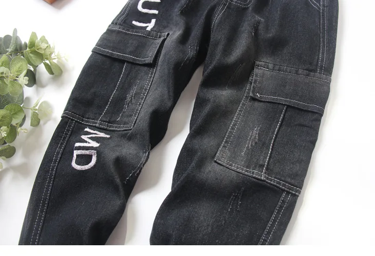 BOY'S Cowboy Bib Overall Spring New Style Fashion Big Boy Jeans Spring And Autumn Children Cargo Trousers Fashion