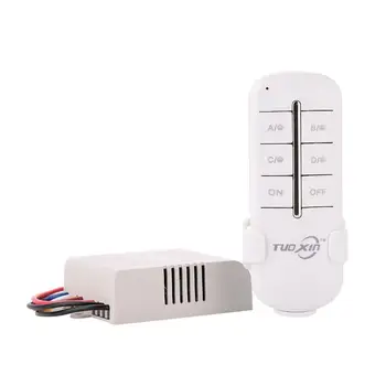 

220V Switch Channel Remote Transmitter Lamp Light Wireless Receiver ON/OFF Digital Way 4 Home Wall Splitter