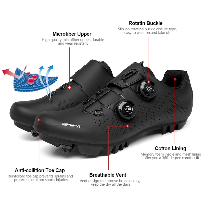 MTB Cycling Shoes with Cleats Men Road Bike Boots Speed Flat Sneaker Racing Women Outdoor Sports SPD Mountain Bicycle Footwear