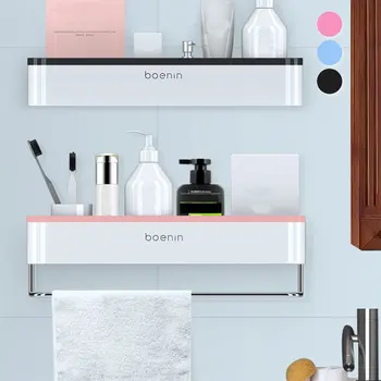 

3 Colors Wall Mounted Storage Rack Holder Multifunction Home Bath Organizer Kitchen Shelf Storage Box Bathroom Decoration