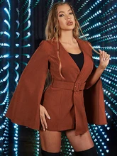 Capa De Lana De Alta Calidad Para Mujer Poncho Con Cinturón Longitud Media 2022