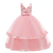 Одежда для девочек-подростков; кружевное платье с вышивкой и аппликацией; Детская летняя одежда; торжественные платья принцессы для малышей; Vestidos