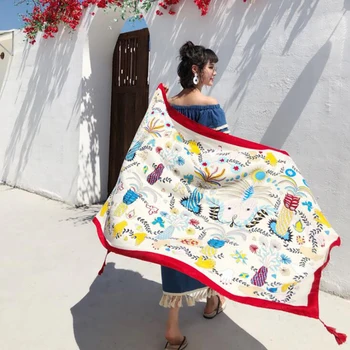 

National Style Printing New Tassel Long Scarf Women Or Ladies Travel Sunscreen Scarf dual-use Large Shawl 2020