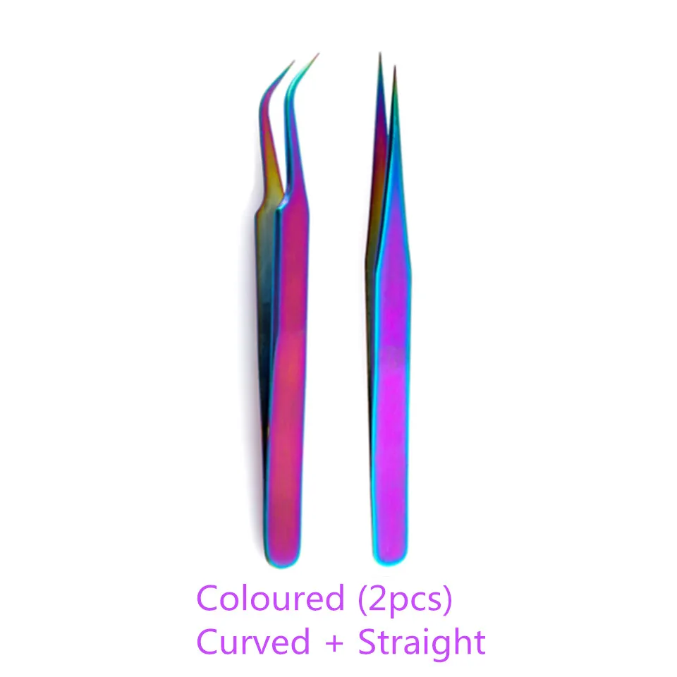 coloured straight curved tweezers