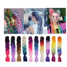 Синтетическая оплетка, накладные волосы для вязания крючком, косички волос, 24 дюйма, огромные накладные волосы с эффектом омбре, два цвета, цвет ed, фитили для волос