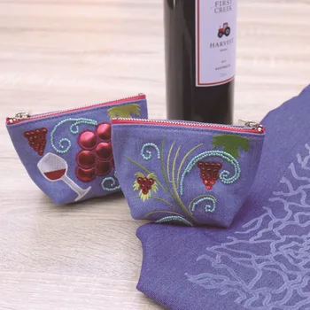 

2020 Women New Fashion Cute Mini Cloth Embroidery Fruit Pattern Coin Purse Clutch Bag Office Daily