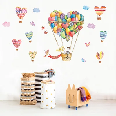 DIY мультфильм Животные горячий воздушный шар наклейки на стену для детей детские комнаты детская спальня настенные наклейки самоклеющиеся виниловое панно - Цвет: Balloon 06