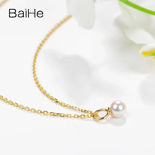 BAIHE Solid 18K желтое золото около 0.15ct Сертифицированный круглый вырез натуральный рубин для женщин Свадебные ювелирные изделия подарок ожерелья