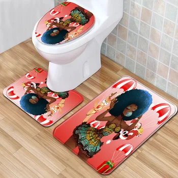 

African Women's Bathroom Mat Three-Piece Bathroom Carpet Toilet Mat Set Door Mat Bathroom Non-Slip Mat Spot