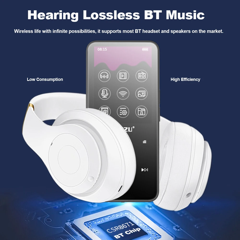 Ruidu 8 Гб mp3-плеер D10 цифровой BT без потерь аудио видео плеер Bluetooth FM радио Запись голоса электронная книга чтение TF карт ридер