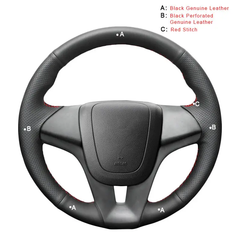 Genuine Leather Автомобильная оплетка на руле для Chevrolet Cruze 2009- Aveo 2011- Orlando 2010 авточехлы для салона автомобиля-Стайлинг - Название цвета: Genuine Leather