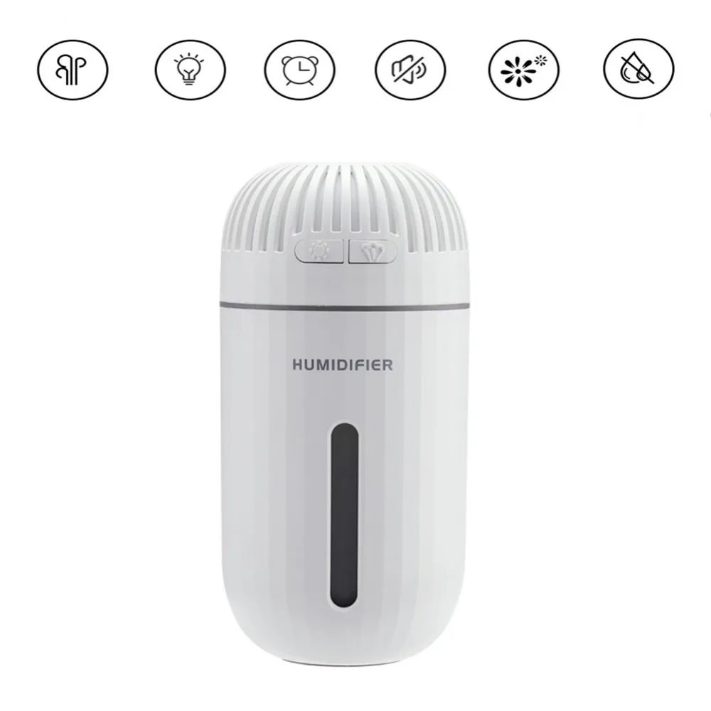 Home Car Portable Mini 310ml Ultrasonic Mist Air Humidifier USB Charging 7 Color LED Night Light Aroma Essential Oil Diffuser