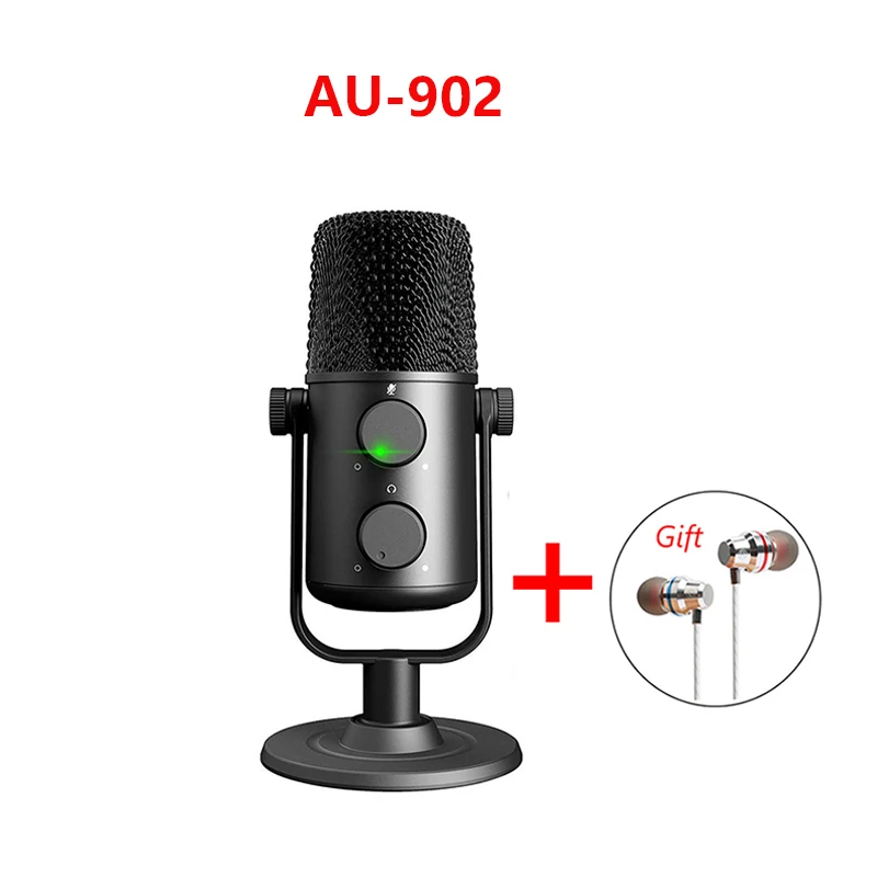 AU-902 MAONO USB микрофон с наушниками мониторинг эхо регулятор громкости цинковый сплав Подкаст вокальный конденсаторный микрофон для игры Youtube игры - Цвет: AU-902
