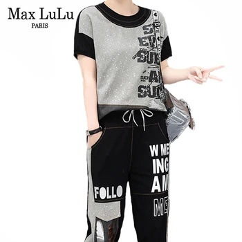 

Max LuLu 2020 Summer Korean Fashion Suits Ladies Printed 2 Piece Sets Women Casual Tops And Harem Pants Female Vintage Tracksuit