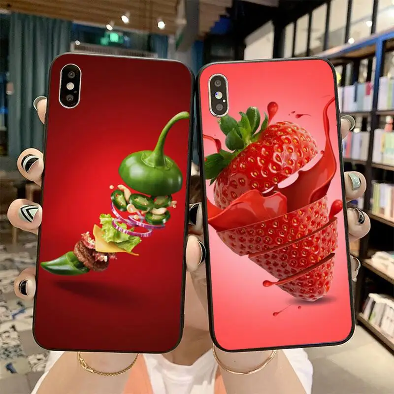 

Dancing fruit strawberry Black Soft Shell Phone Case Capa for iPhone 11 pro XS MAX 8 7 6 6S Plus X 5S SE 2020 XR case