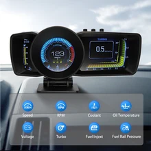HUD – ordinateur de bord intelligent pour voiture, affichage tête haute GPS OBD2, projecteur de vitesse, alarme de survitesse avec 3 grand écran LCD
