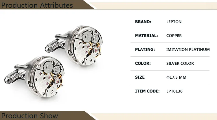 Горячие часы движение запонки для неподвижных нержавеющая сталь, стимпанк механизм часы запонки для мужчин Relojes gemelos