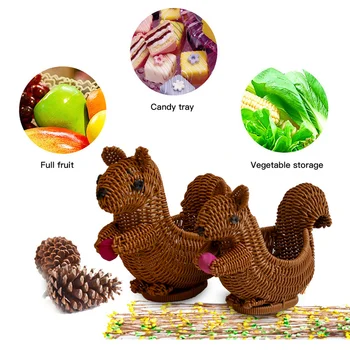 

Foldable Storage Basket Handmade Rattan Woven Desktop Fruit Bread Animal Elephant Vegetable Food Basket Household Decoration