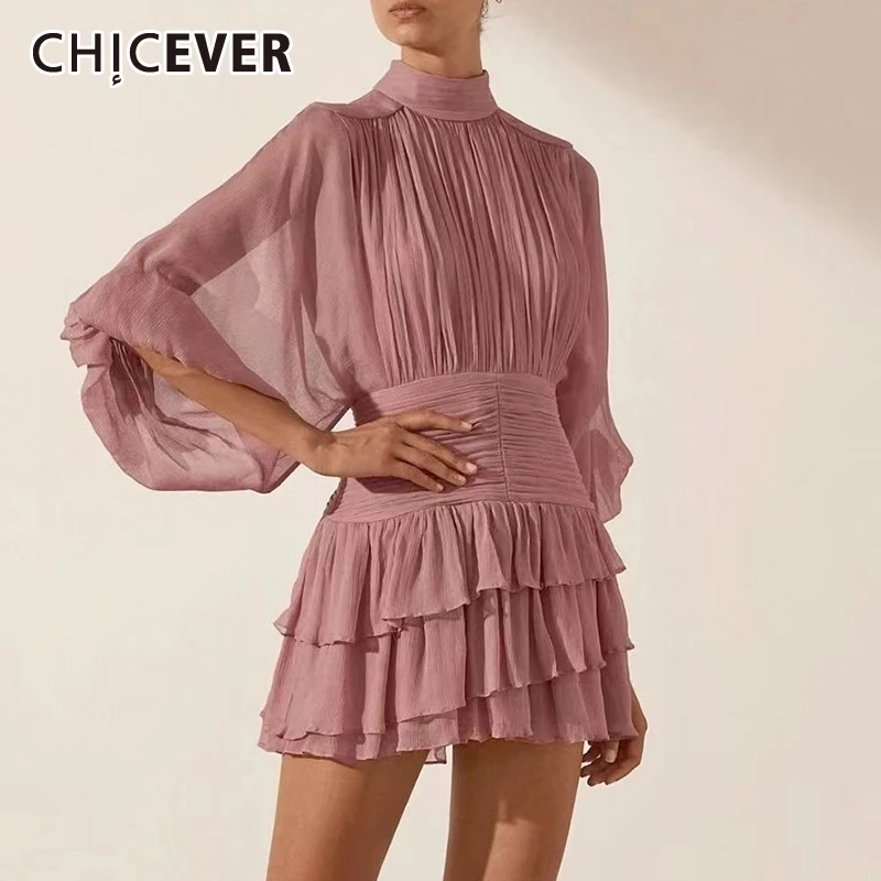 CHICEVER складные Плиссированные Платья с цветочным принтом для женщин 2021