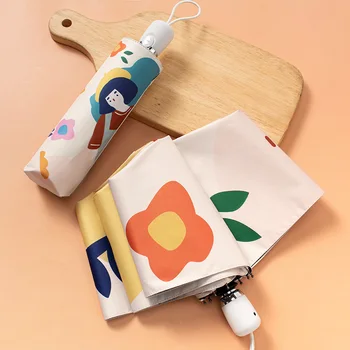 

Cartoon Automatic Umbrella Rain Women Windproof 8 Ribs Cute Sun Umbrella Girls Anti UV Parasol Golf Pocket Mini Umbrellas UPF50+