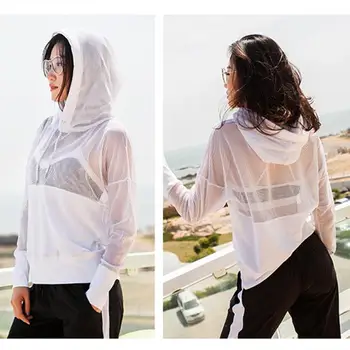 

Women Long Sleeve Yoga Hollow Hooded Loose Tops Casual Sport Fashion Patchwork Pullovers Mesh Net Hoodies Yoga Shirts Clothes