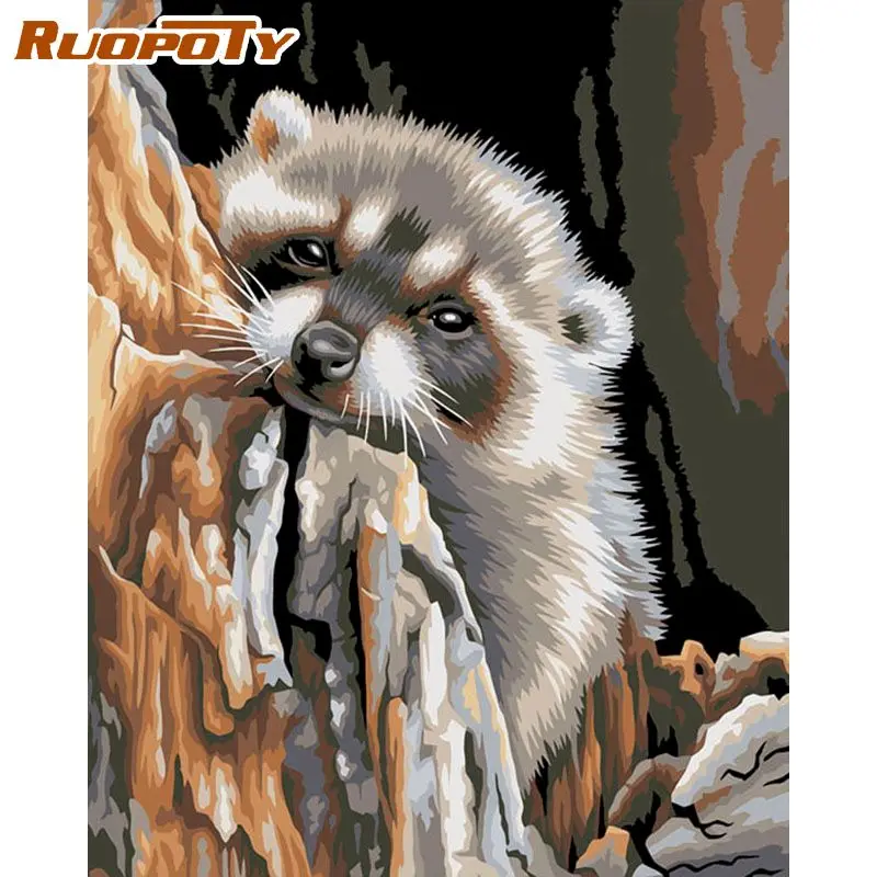 

RUOPOTY DIY Sloth Animal Painting By Numbers HandPainted Oil Painting Drawing On Canvas Unique Gift Home Decoration