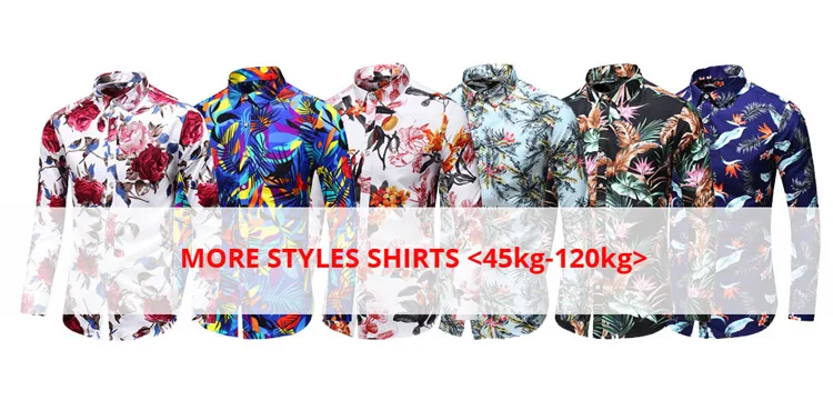Мужская одежда Осенние новые мужские рубашки Большие размеры 5xl 6xl 7xl Цветочная гавайская рубашка с длинным рукавом