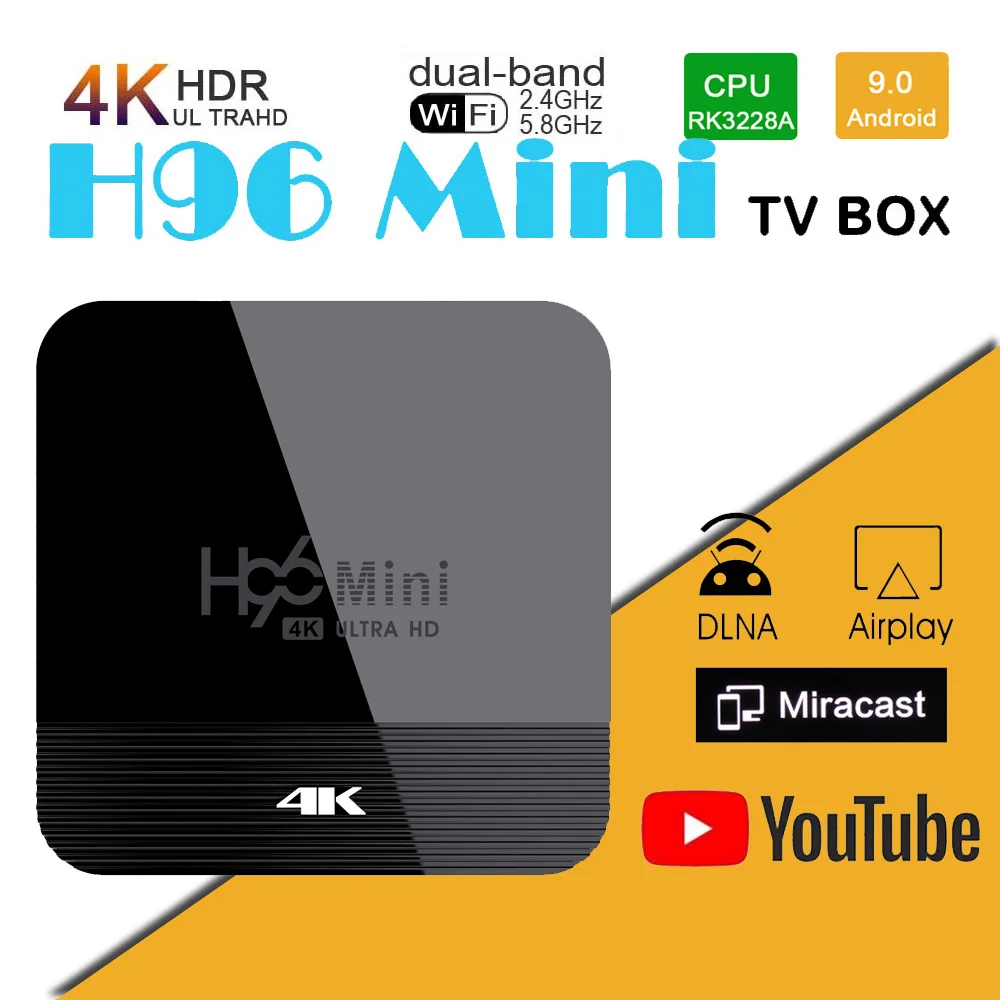 H96 мини H8 Android 9,0 ТВ приставка 2 Гб 16 Гб Rockchip RK3328A поддержка 1080p 4K BT4.0 двойной Wifi Google Play Store Netflix Youtube набор