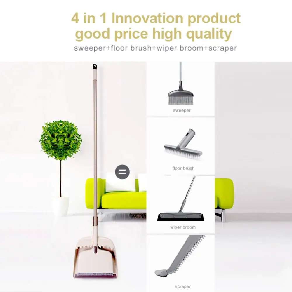 веник и совок набор Щетка Cleanhome с телескопической щетиной длинной ручкой 54