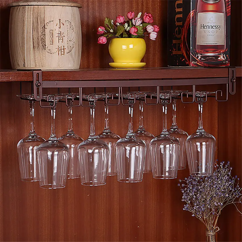 Hanging Metal WineCup Rack Bar Rack Wine Stemware Glass Bottle Goblet Holder Set