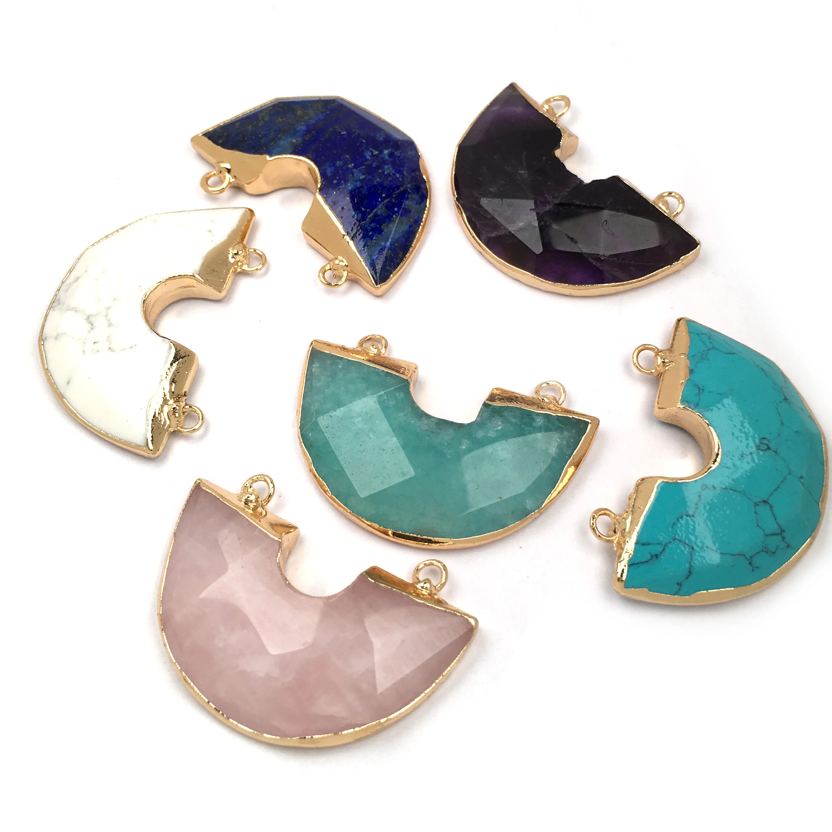 Natural Stone Semicircle Shape Pendants charm Faceted Pendants for Jewelry Making Supplies DIY necklace accessories size 30x40mm Natural Stone Semicircle Shape Pendants charm Faceted Pendants for Jewelry Making Supplies DIY necklace accessories size 30x40mm