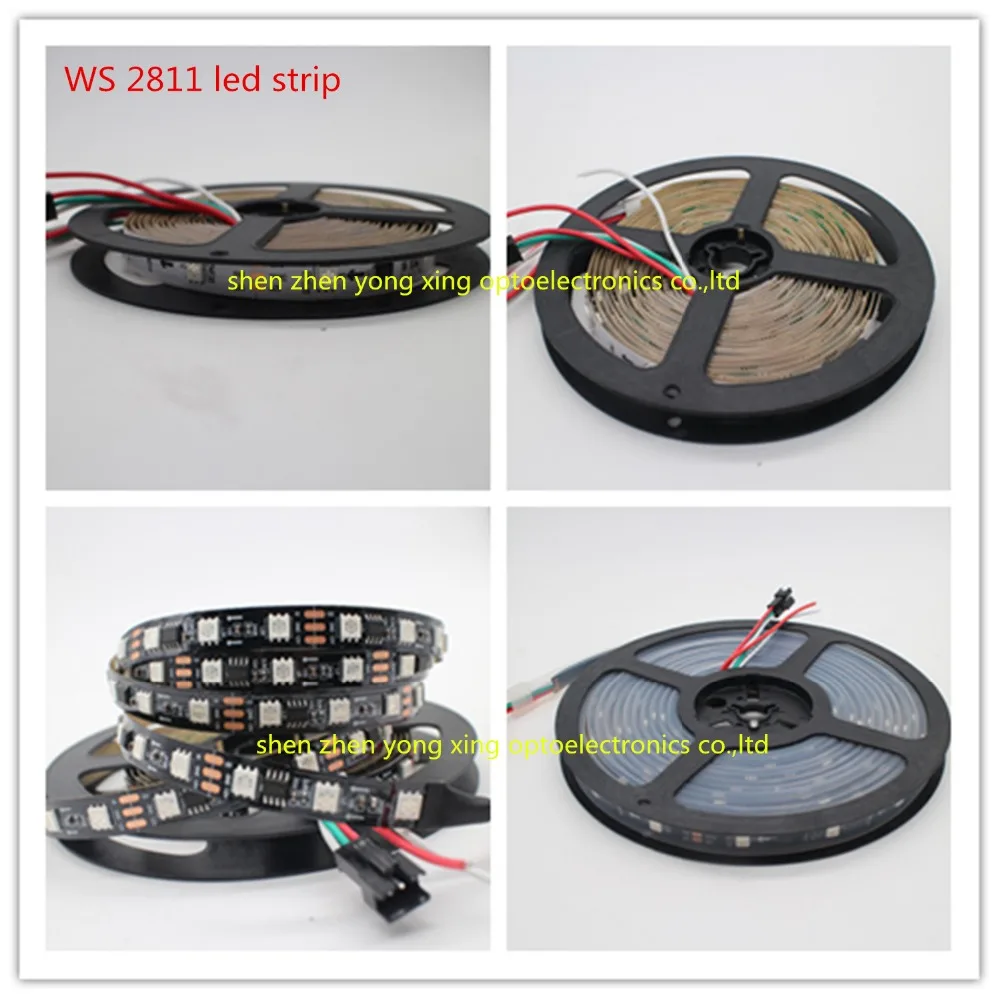 WS2811 5050 RGB Светодиодная лента 1 м/5 м 150 300 светодиодный s индивидуальный адресуемый DC12V белый/черный PCB, 2811 Светодиодная лента Адресуемая цифровая