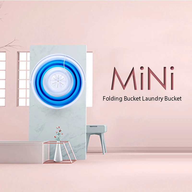 

Folding Bucket Washing Machine Ultrasonic Portable Dormitory Mini Underwear Pantyhose Shake Sound Washing God Machine