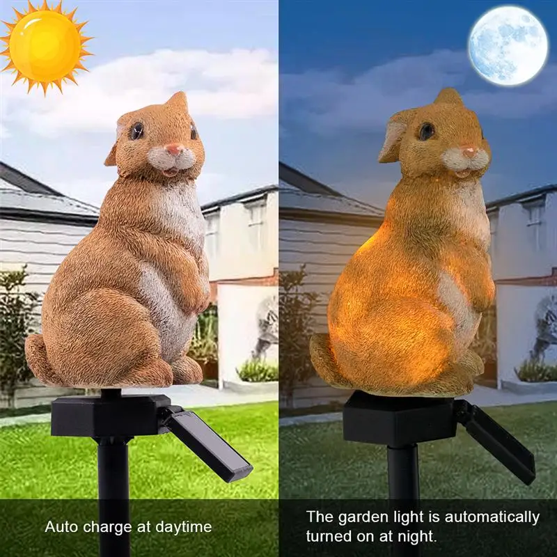 

Rabbit LED Solar Light With Solar Panel Fake Rabbit Brown Waterproof IP65 Outdoor Solar Powered Led Path Lawn Yard Garden Lamps