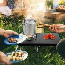 

Camping Table Stove Stand Sturdy Windproof Heat Insulation Mini Camping Table Gas Stove Stand for Outdoor BBQ Cooking Enthusiast
