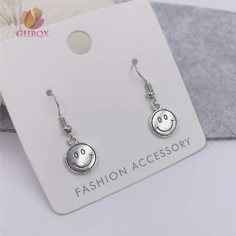 Cute Round Similing Face Smiley Earrings Punk Jewelry For Cool Women Girl Friendship Gifts