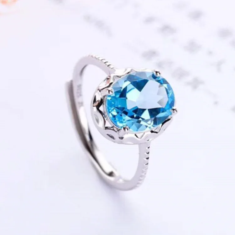

Fashionable Multicolored Crystal Hand Jewelry 925 Silver Plated 18k Gold with Topaz Fine Silver Gemstone Ring